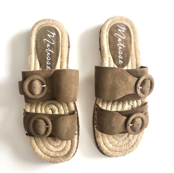 Matisse Leather Double Strap Espadrille Slides - Picture 2 of 12